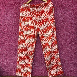 Marvel Logo All Over Red Fleece Sleep Pants Large